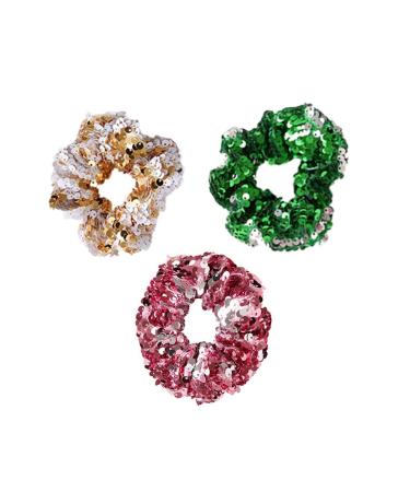 Lurrose 3pcs Hair Scrunchies Sequins Mermaid Elastic Hair Ropes for Girls
