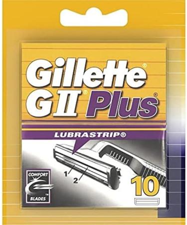 Gillette Lubrastrip GII Plus Men's Razor Blades, Pack of 10 Refill Blades [OFFICIAL]