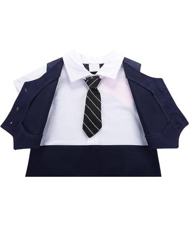 AmzBarley Baby Boys Tuxedo Rompers Suit with Bowtie | Navy | 12-18 Months - Buy Online on GoSupps.com