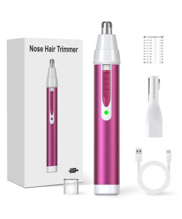 TXWDFHL Ear and Nose Hair Trimmer for Women Men 2024 Rechargeable Professional 2 in 1 Painless Eyebrow & Facial Hair Trimmer with Powerful Motor and Dual-Edge Blades Easy Cleansing Low Noise-Magenta