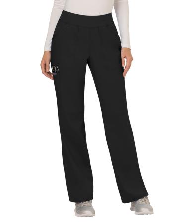 Pull-On Cargo Scrub Pants for Women Workwear Revolution Soft Stretch WW110 Large Black