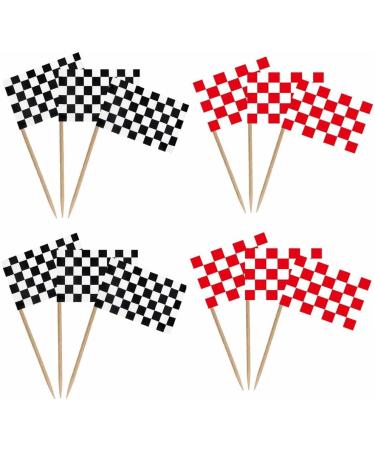 Nenluny 100pcs Black Red Checkered Racing Flag Toothpicks Cupcake Toppers Picks Flag Dinner Flags Race Car Cake Toppers Decorations - Buy Online on GoSupps.com
