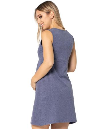 Purpless Maternity Sleeveless V-Neck Lace Detail Nightdress | Pregnancy & Nursing 4141n 12 Indigo Melange - Buy Online on GoSupps.com