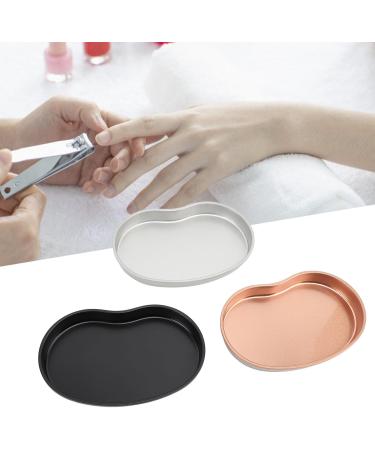 HUSHUI Stainless Steel Manicure Tray Oval Cosmetic Makeup Nail Art Jewelry Dish Desktop Decor Black Silver Champagne Gold - Buy Online on GoSupps.com
