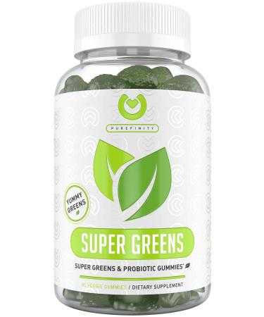 Greens Superfood Gummies - Super Greens Gummy with Spirulina Alfalfa Beet Root Powder Digestive Enzymes Prebiotics & Probiotics for Immune & Digestive Health Plus Natural Energy  60 Gummies.