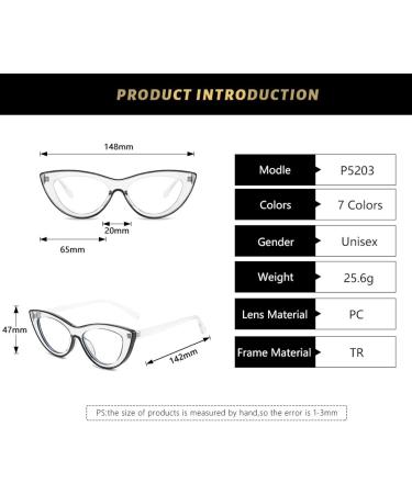 SERONI TR90 Cat Eye Blue Light Blocking Glasses for Men & Women | Anti-UV Computer & Reading Glasses | Stylish Black Frames | 65mm - Buy Online on GoSupps.com
