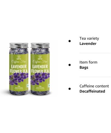 BLUE TEA - Lavender Tea - 60gm (Pack of 2) | Pure Lavender Flower Buds From Kashmir | Vegan Free - Non-GMO - Caffeine Free Eco-Sustainable Packaging| - Buy Online on GoSupps.com