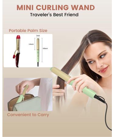 Mini Curling Iron 1 - Dual Voltage Travel Size for Short & Medium Hair | Adjustable Heat Fast Heating Includes Storage Bag & Gloves - Buy Online on GoSupps.com