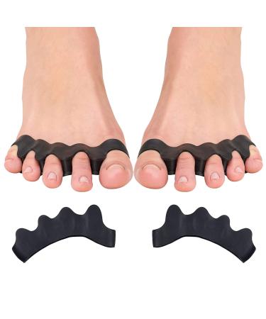 WACURRENTHYD Toe Spacers(1 Pair) Gel Toe Separators to Correct Toes Bunion Corrector for Women Men Toe Spacer Hammer Toe Straightener Toe Stretcher Big Toe Separators (Black)