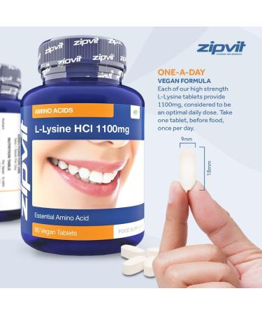 L-Lysine 1100mg Tablets - High Strength Essential Amino Acid - Vegan & Vegetarian - 90 Tablets (3 Months Supply) - Buy Online on GoSupps.com