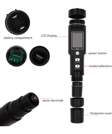 Hzyyier High Accuracy Dissolved Oxygen Measuring Device for Ponds - Low Battery Warning No Backlight International Shipping Available - Buy Online on GoSupps.com