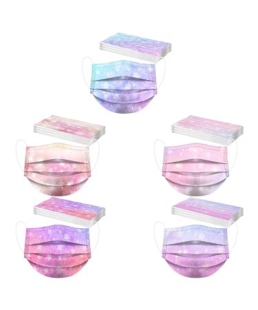 SDFRK 50 pieces of masks children disposable masks mouth protection children mask mouth protection fabric mouth and nose protection colorful 3-layer disposable mns mouth-cloth colorful starry sky pressure mouth protection motif motif