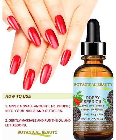 Botanical Beauty Poppy Seed Oil 100% Pure & Unrefined - Anti-Aging Vitamin E Oil for Face Skin Hair & Nails | 0.5 Fl. oz | Cold Pressed - Buy Online on GoSupps.com
