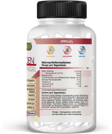Powerful Cholesterol Treatment | Healthy Cholesterol Levels with Red Hefereis Coenzyme Q10 Resveratrol African Mango & Vitamin D | 60 Capsules - Buy Online on GoSupps.com