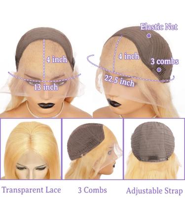 Honey Blonde Bob Lace Front Wig 10 Inch - 150% Density Straight Human Hair Wig with HD Lace - Pre Plucked and with Baby Hair - for Women - Buy Online on GoSupps.com