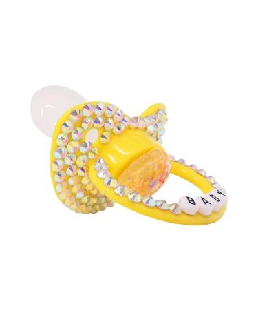 Handmade Diamond Big Shield Adult Pacifier Dummy - Yellow Seashell Design - Buy Online on GoSupps.com
