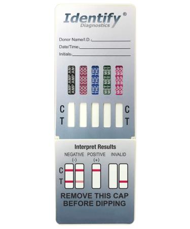 5 Pack Identify Diagnostics 5 Panel Drug Test Dip - Testing Instantly for 5 Different Drugs THC, COC, MOP, MET, AMP ID-CP5-DIP (5)