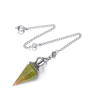 JOVIVI Pendulum Crystal Peridot Dowsing Crystals Pendulum Divination Scrying Healing Crystal Gemstone Green Quartz Stone Pendant for Reiki Grid Meditation Witchcraft Wicca Peridot Crystal Pendulum