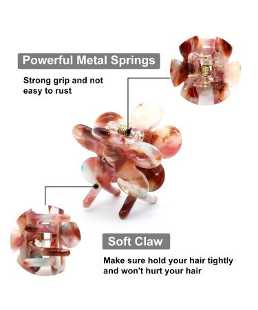 Cobahom 6 Pack Mini Flower Hair Claw Clips - Tortoise 1.26 Inch Cellulose Acetate Jaw Clamps for Thin Hair - No-Slip Hair Clamp for Women, Little Girls, and Pets - Cool Gray Floral Color - Buy Online on GoSupps.com