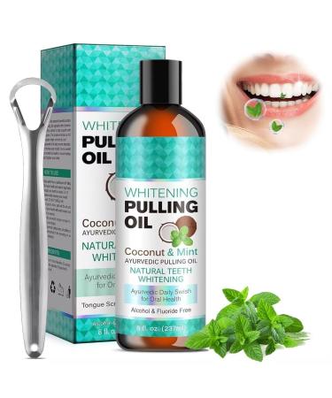 Whitening Oil Mouthwash Mouthwash Oil with Coconut Peppermint Oil Ayurvedic Mouthwash Natural Teeth Whitening Mouthwash 237ml