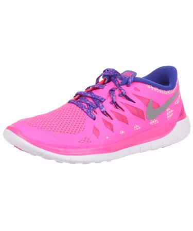 Nike Free 5.0 Girls Running Shoes 36 EU Pink Silver Blue Hyper Pink Metallic Silver Royal Blue