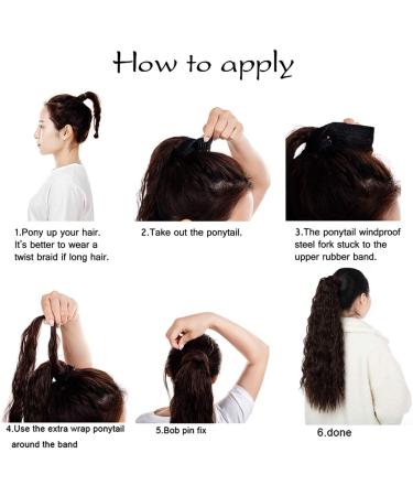 DODOING Kinky Curly Wrap Around Yaki Ponytail Extension Long Wavy Synthetic Hair Extensions Clip in Ponytail for Women Beauty and Fashion 1# Black Brown-Wrap Around - Buy Online on GoSupps.com