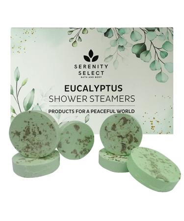 Serenity Select Eucalyptus Shower Steamers Organic Aromatherapy Shower Bombs with Essential Oil 6 Shower Vapor Tablets for Stress Relief & Relaxation. Great Stocking Stuffer for Christmas Hanukkah