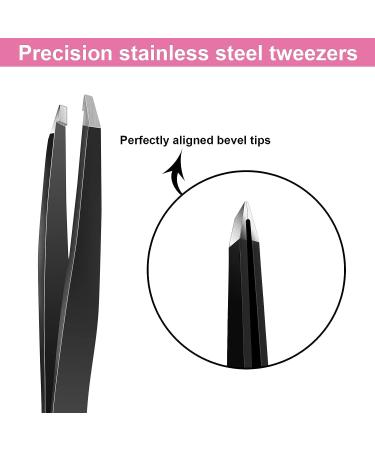 CGBE Professional Stainless Steel Slant Tip Eyebrow Tweezers | Precision Tweezer for Men & Women | Great for Ingrown Hair | 1 Pack (Black) - Buy Online on GoSupps.com