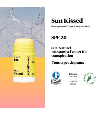  seventyone PERCENT SeventyOne Percent Sun Kissed: Sun Stick SPF 30 | Face and Sensitive Areas | Vegan | Very High Protection | Very Water Resistant | 80% Natural - Made in France | 15g - Buy Online on GoSupps.com