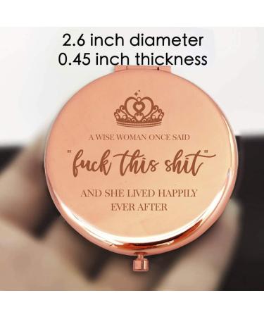 Blue Leaves Funny Makeup Mirror - Luck This Sht - Rose Gold Gift for Women | Birthday, Mother's Day, Retirement, Divorce - Buy Online on GoSupps.com