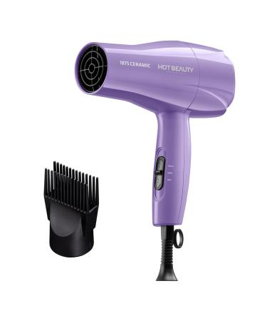 1875 Ceramic Hair Dryer Powerful Fast Drying Multi-Setting with Comb Attachment Additional Detangler Included Slide Bar Switch Compact for Home & Travel (Purple)