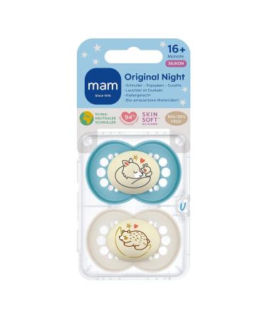 MAM Original Night Pacifiers Set - Tooth-Friendly Silicone Baby Soothers (16+ Months) | Eco-Friendly & Durable Includes Pacifier Box - Fox & Bear Design - Buy Online on GoSupps.com