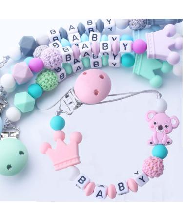 Personalized Pacifier Clip with Name | Custom Baby Pacifier Holder | Teething Toy & Gift for Newborn | Pink - Buy Online on GoSupps.com