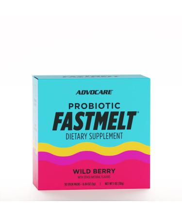 AdvoCare Probiotic Fastmelt - Premium Dietary Supplement for Gut Immune System & Heart Health Support* - Wild Berry 30 Stick Packs