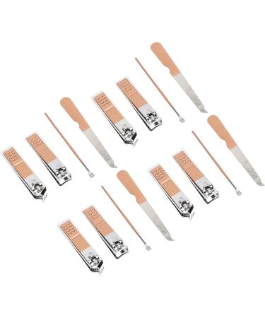 4 Set Nail Clippers Beauty Tools Stainless Steel Ear Spoons Nail Files Grooming Manicure Set with Pink PU Storage Bags - Buy Online on GoSupps.com