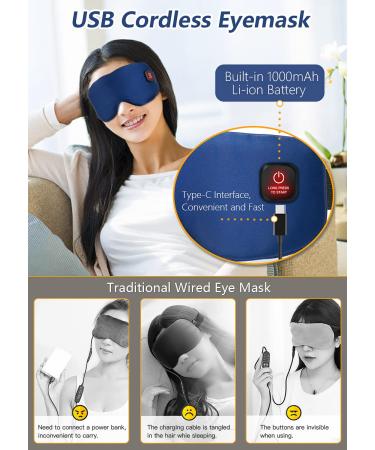 Heated Silk Eye Mask | Cordless USB Heating Pad for Dry Eyes | Rechargeable | Relief for Stye, Blepharitis, Chalazion, Eye Fatigue | Warm Eye Compress for Men and Women (Navy) - Buy Online on GoSupps.com