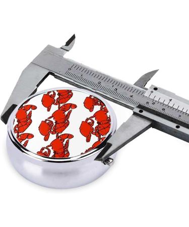 Red Lobster Print Round Pill Box | 3 Compartment Mini Decorative Travel Organizer for Vitamins & Medications - Buy Online on GoSupps.com
