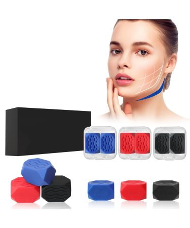 6PC x Jawline trainer pine trainer jaw trainer 40LB/blue 50LB/red 60lb/black Jawline Exercise double chin remover and neck trainer optimized trainer with three resistance levels 6Stk-C