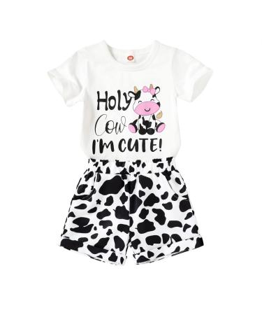 YOUNGER TREE Toddler Baby Girls Clothes Watermelon T-shirt + Linen Shorts with Belt Cute Summer Short Set 4 Years Cute Cow