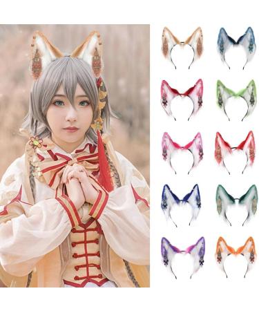 TQUXNGA Wolf Ear Cosplay Hair Hoop with Fringe Earring Woman Teens Headband for Live Broadcast Cartoon Carnivals Hairband 8 - Buy Online on GoSupps.com