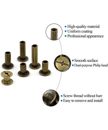 Bronze Chicago Screw Assorted Kit - 80 Sets, 5 Sizes - Slotted Round Head Screw Post Nail Rivet Button for DIY Leather Decoration Bookbinding - M5*6 10 12 15 18 - Buy Online on GoSupps.com