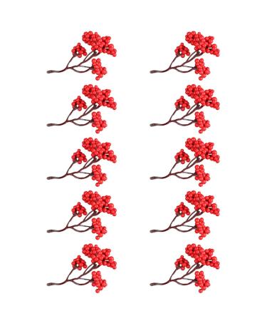 HOMSFOU 10pcs Artificial Red Fruit Wreath Decor Dry Flowers for Decoration Christmas Home Decor Floral Arrangement Supplies Christmas Decor Artificial Plants Stems Bouquet Plastic Berry