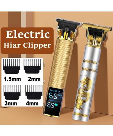 Pro Hair Clipper Bald Hair Clipper Trimmer Men's Rechargeable Lawn Mower T-Shaped Contour Hair Clipper Shaver Old-Fashioned Hair Clipper Cordless(Gold) - Buy Online on GoSupps.com
