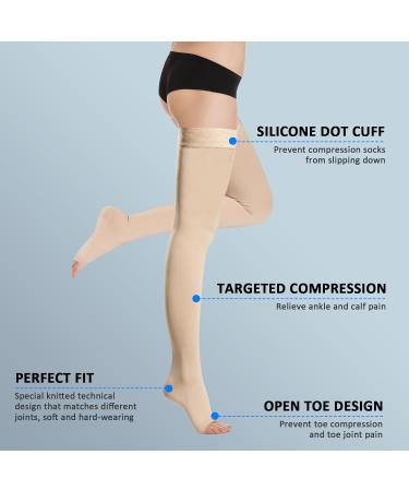 Buy Bella 20-30 mmHg Medical Compression Stockings for Men & Women | Thigh Support & Edema Control | Silicone Band | Beige - Buy Online on GoSupps.com