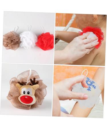 FOMIYES 4pcs Christmas Loofah Sponge Set | Santa Claus Back Scrubber & Skin Exfoliating Bath Flowers - Perfect for Holiday Gifts - Buy Online on GoSupps.com