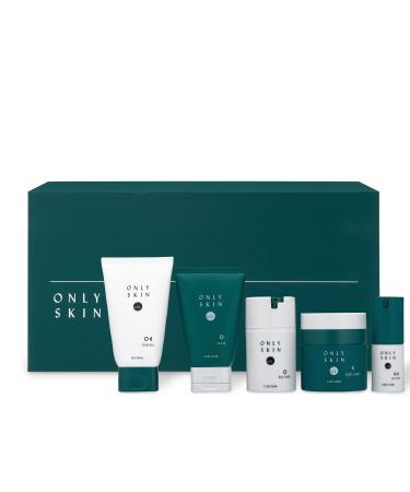 Only Skin Men's Premium Skin Care Kit  5-Piece  Face Cleanser  Face Scrub  Eye Serum  Day & Night Moisturizer Gift Set for Men 5 Piece Kit - Premium Kit