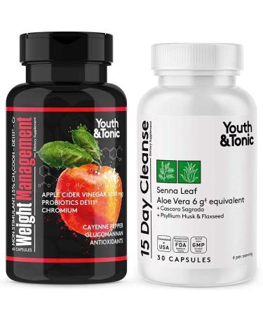 15 Day Colon Cleanse and Probiotic Enhanced Apple Cider Vinegar for Body Detox or to Break The Plateau | All Natural to Feel Lighter and Slender