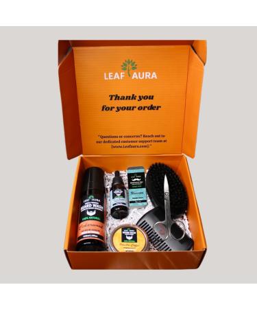 Leaf Aura Beard Care Kit - Ultimate Men's Grooming Set with Wash Oil Balm Moustache Wax Brush & Scissors - Perfect Gift in Multiple Colors - Buy Online on GoSupps.com