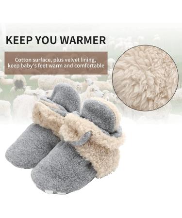 EDOTON Unisex Newborn Winter Boots | Warm Non-Slip Sole Bootie Sock for 0-6 Months | Gray Khaki - Buy Online on GoSupps.com