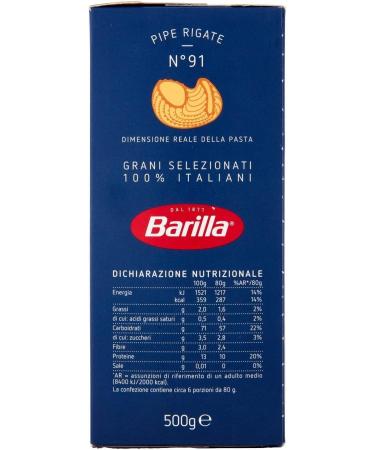  Italian Gourmet E.R. Barilla Pipe Rigate No. 91 Pack of 20 100% Italian pasta 500g + Italian gourmet Polpa 400g - Buy Online on GoSupps.com